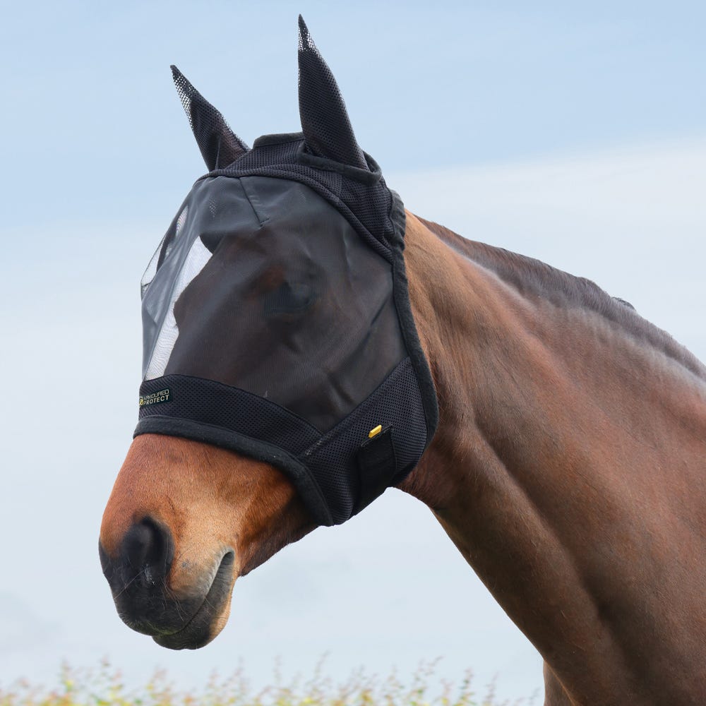 Hy Equestrian Armoured Protect Half Mask with Ears image 2